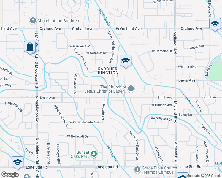 map of restaurants, bars, coffee shops, grocery stores, and more near 1709 Cherry Court in Nampa