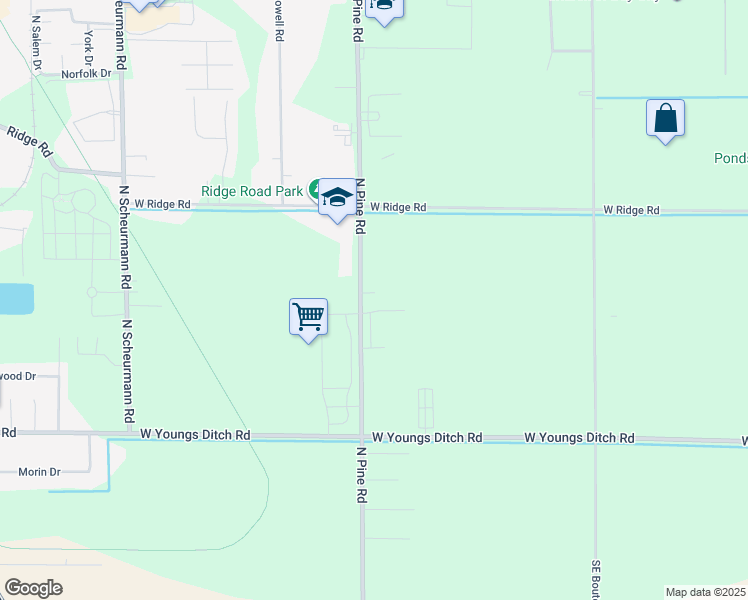 map of restaurants, bars, coffee shops, grocery stores, and more near 668 North Pine Road in Bay City