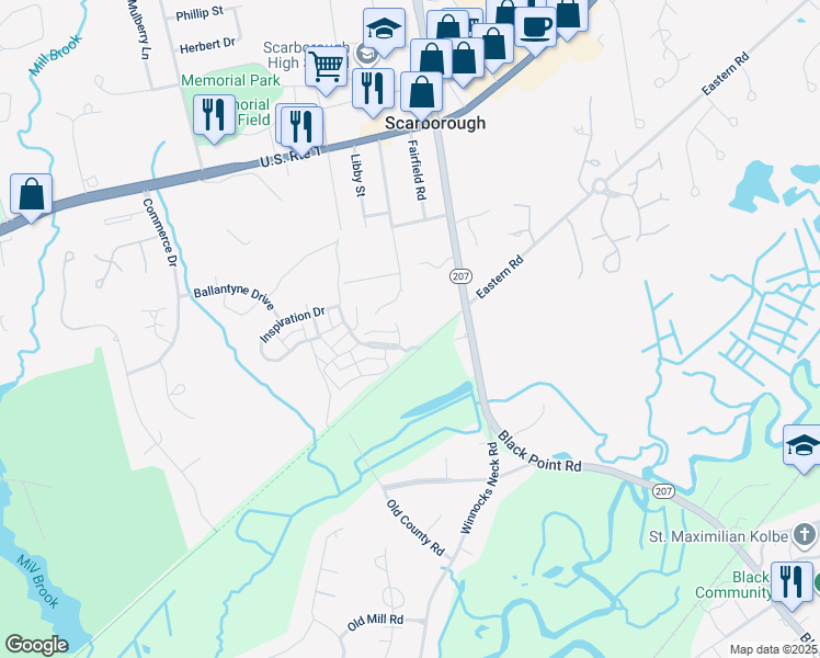 map of restaurants, bars, coffee shops, grocery stores, and more near Federal Way in Scarborough