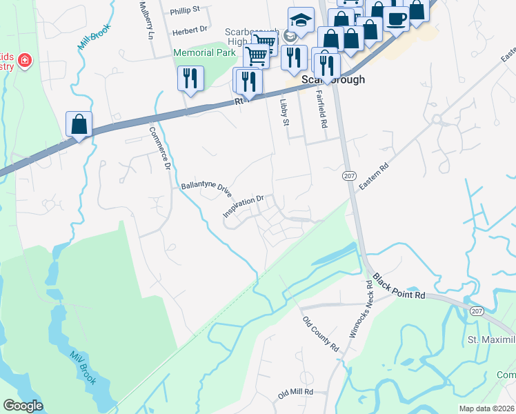 map of restaurants, bars, coffee shops, grocery stores, and more near 7 Traditional Street in Scarborough