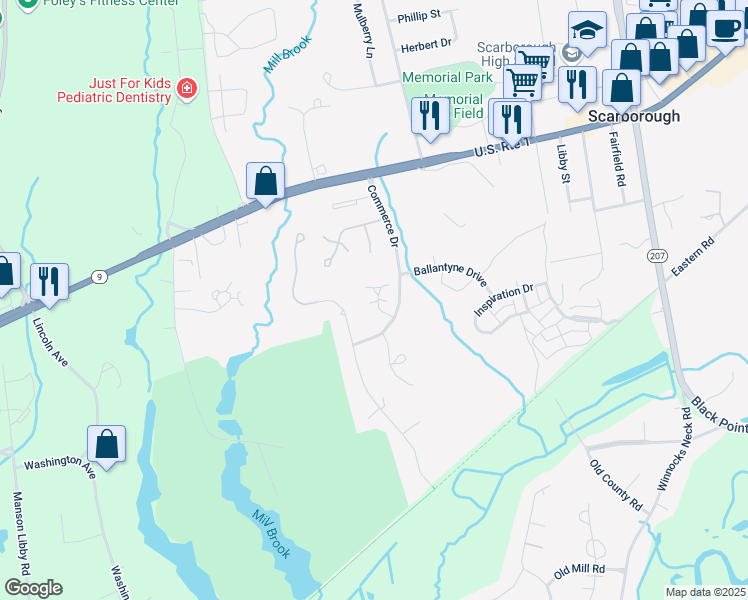 map of restaurants, bars, coffee shops, grocery stores, and more near 13 Estate Drive in Scarborough