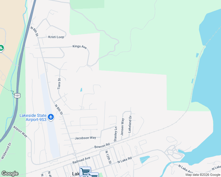 map of restaurants, bars, coffee shops, grocery stores, and more near 515 Rugh Lane in Lakeside