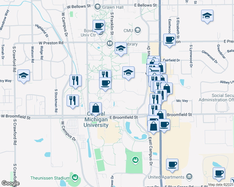 map of restaurants, bars, coffee shops, grocery stores, and more near in Mount Pleasant