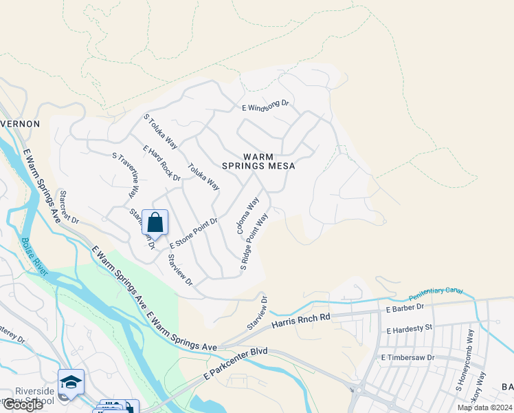map of restaurants, bars, coffee shops, grocery stores, and more near 2046 Coloma Way in Boise