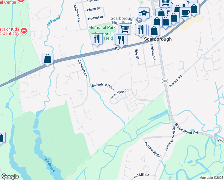 map of restaurants, bars, coffee shops, grocery stores, and more near 1 Classical Lane in Scarborough