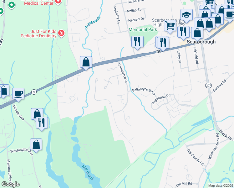 map of restaurants, bars, coffee shops, grocery stores, and more near 97 Fountain Way in Scarborough