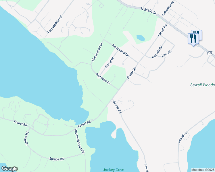 map of restaurants, bars, coffee shops, grocery stores, and more near 6 Partridge Drive in Wolfeboro