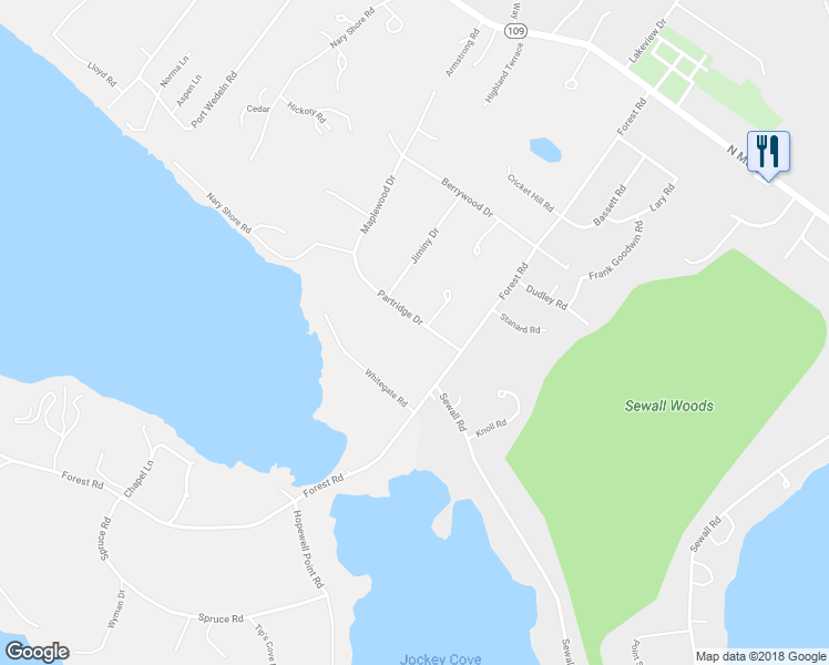 map of restaurants, bars, coffee shops, grocery stores, and more near 6 Partridge Drive in Wolfeboro