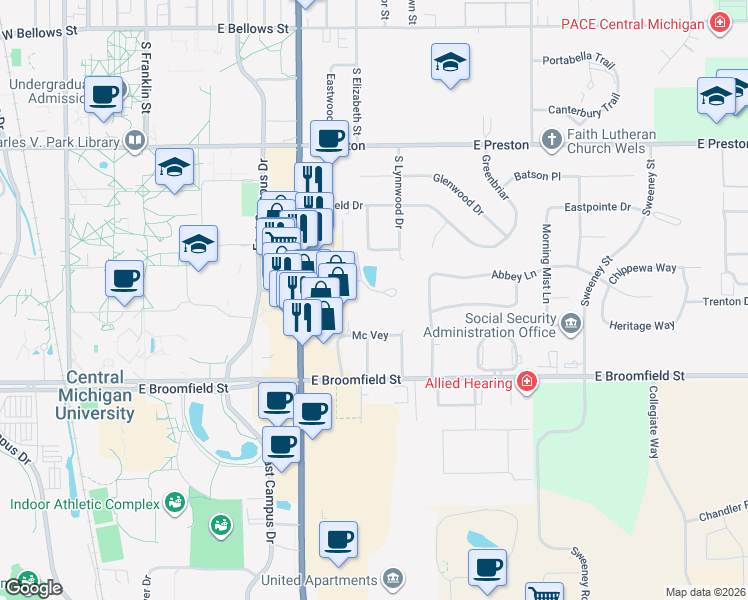map of restaurants, bars, coffee shops, grocery stores, and more near 950 Appian Way in Mount Pleasant