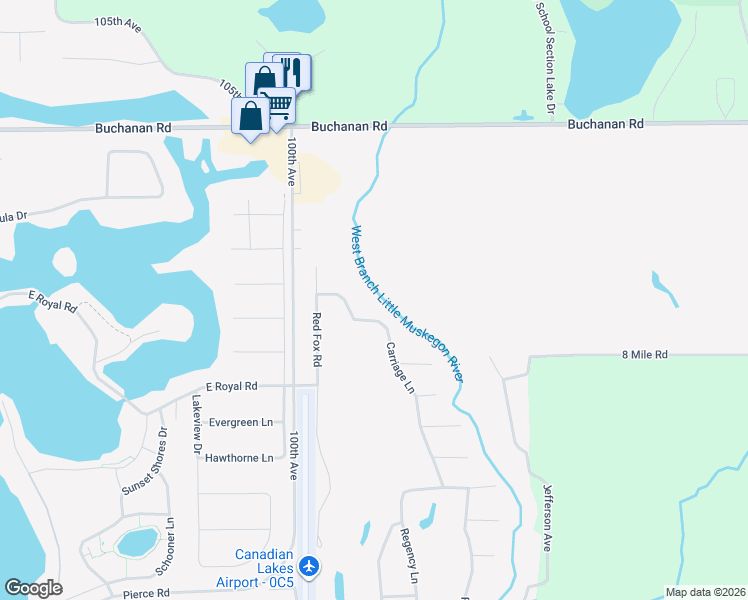 map of restaurants, bars, coffee shops, grocery stores, and more near 8080 Carriage Lane in Stanwood