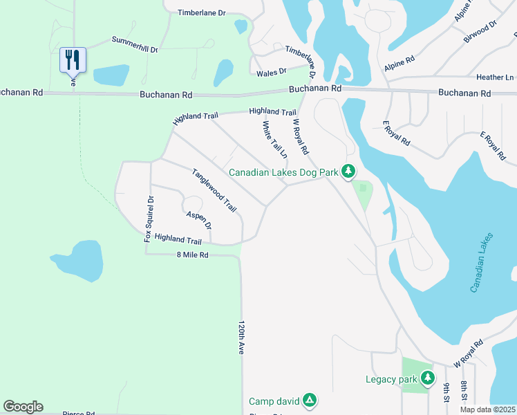 map of restaurants, bars, coffee shops, grocery stores, and more near 8171 Pine Tree Trail in Stanwood