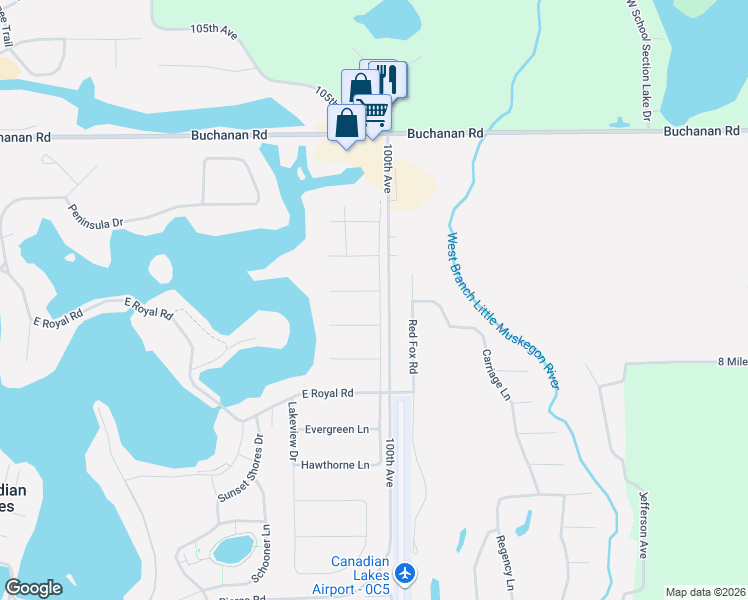 map of restaurants, bars, coffee shops, grocery stores, and more near 10037 Peppermill Lane in Stanwood