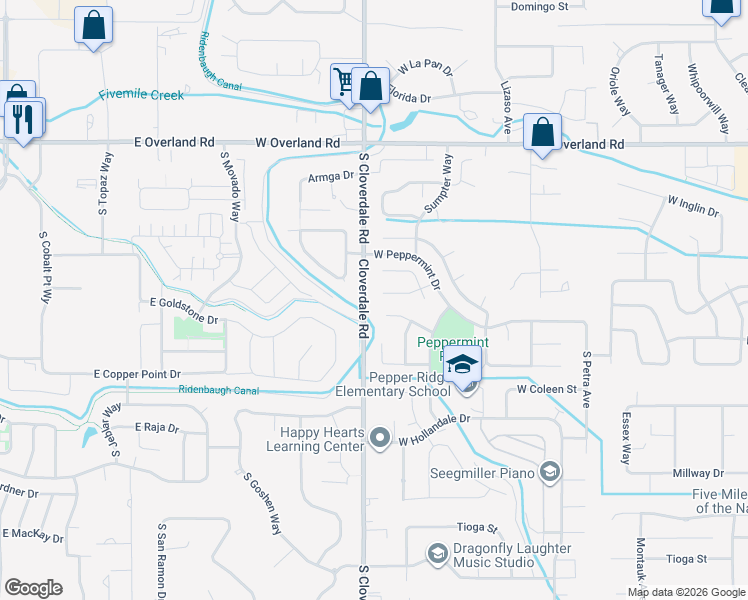 map of restaurants, bars, coffee shops, grocery stores, and more near 12153 West Harvester Court in Boise