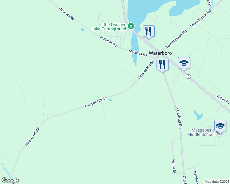 map of restaurants, bars, coffee shops, grocery stores, and more near 91 Ossipee Hill Road in Waterboro