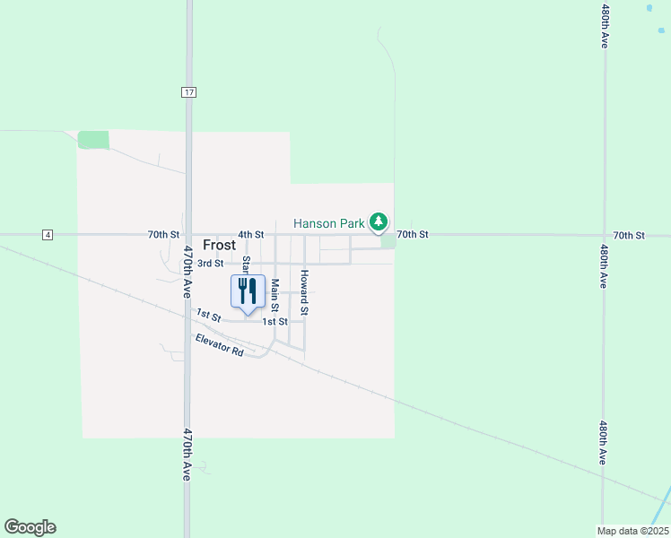 map of restaurants, bars, coffee shops, grocery stores, and more near 540 3rd Street in Frost