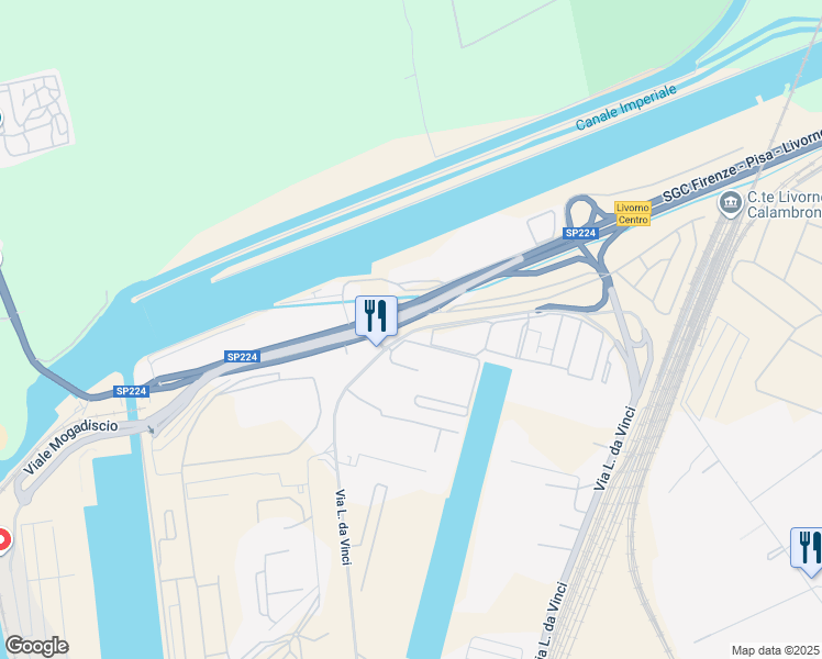 map of restaurants, bars, coffee shops, grocery stores, and more near 12 Via L. da Vinci in Livorno