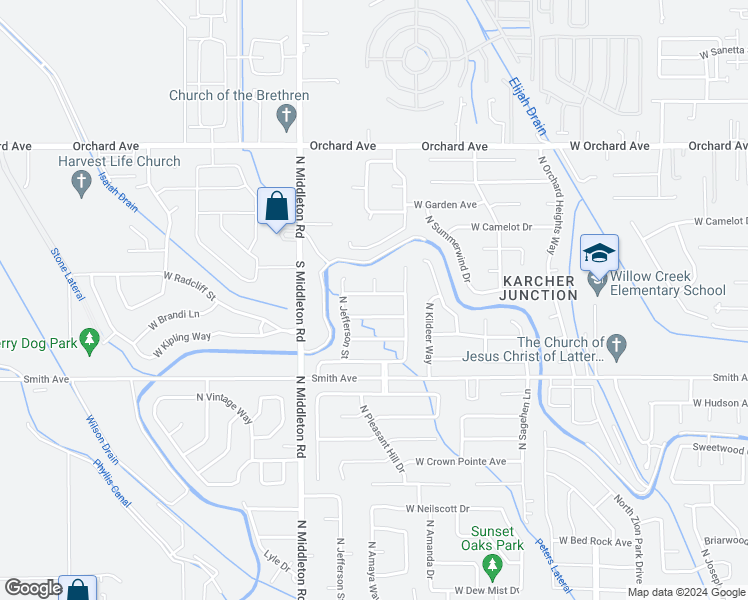 map of restaurants, bars, coffee shops, grocery stores, and more near 2317 West Windmill Avenue in Nampa