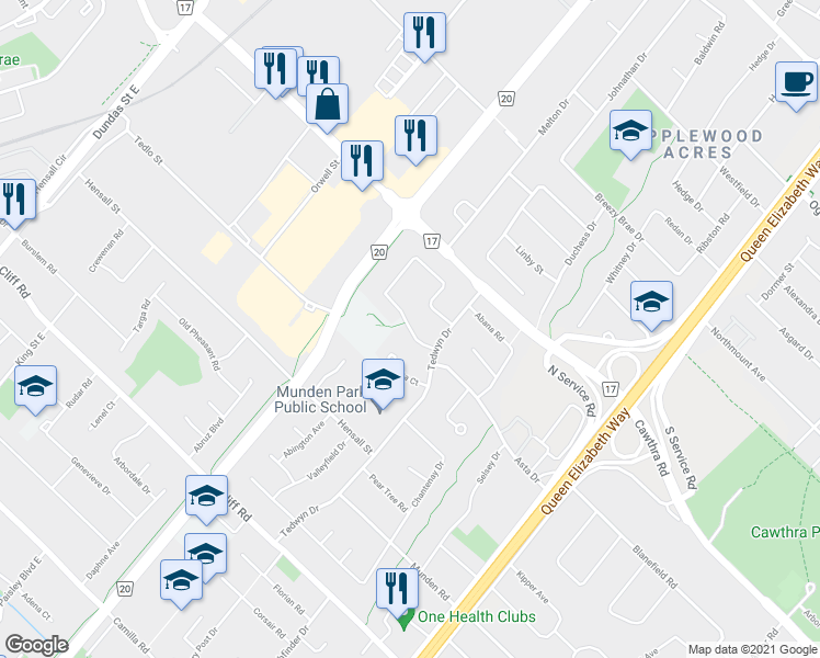 map of restaurants, bars, coffee shops, grocery stores, and more near 2422 Delkus Crescent in Mississauga