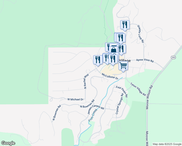 map of restaurants, bars, coffee shops, grocery stores, and more near 7270 North Rachel Way in Jackson
