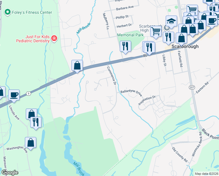 map of restaurants, bars, coffee shops, grocery stores, and more near 97 Fountain Way in Scarborough