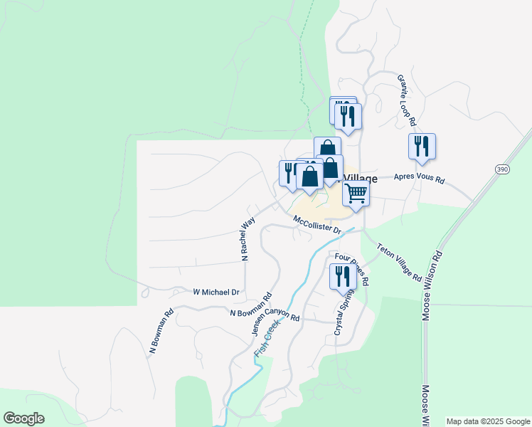 map of restaurants, bars, coffee shops, grocery stores, and more near 7270 North Rachel Way in Jackson
