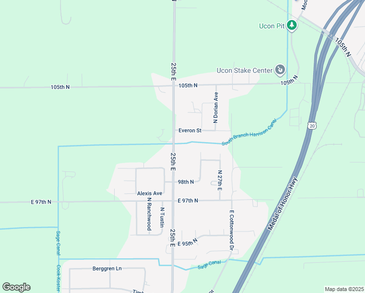 map of restaurants, bars, coffee shops, grocery stores, and more near 10047 North 26th East in Idaho Falls