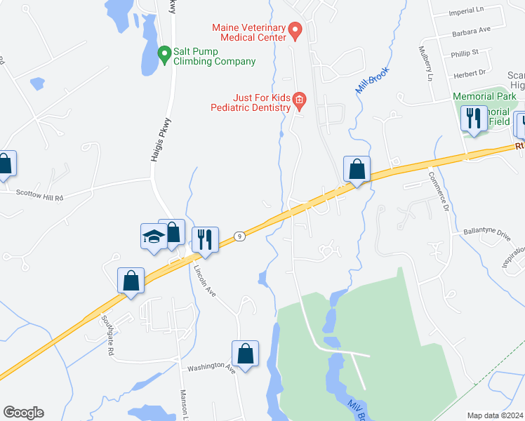 map of restaurants, bars, coffee shops, grocery stores, and more near 371 U.S. 1 in Scarborough