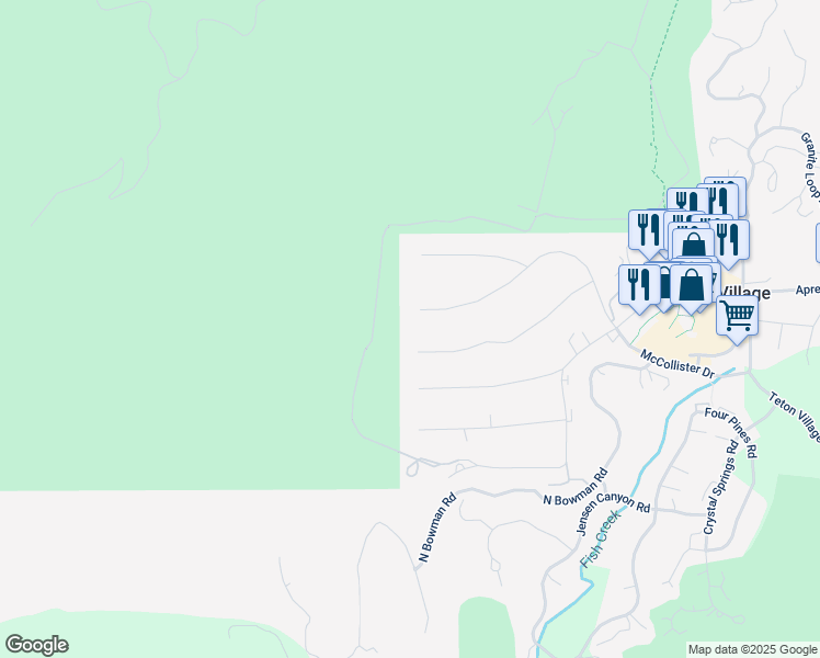 map of restaurants, bars, coffee shops, grocery stores, and more near 3855 McCollister Dr in Teton Village