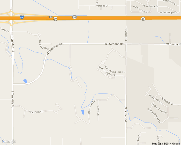 map of restaurants, bars, coffee shops, grocery stores, and more near 2015 West Overland Road in Meridian