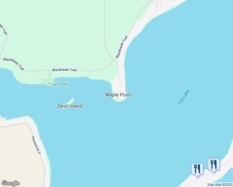 map of restaurants, bars, coffee shops, grocery stores, and more near N10820 Maple Point in Fox Lake