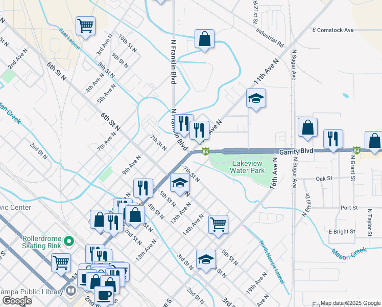 map of restaurants, bars, coffee shops, grocery stores, and more near 1650 11th Avenue North in Nampa