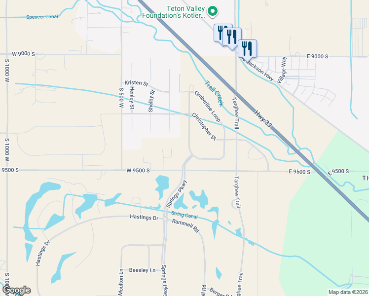 map of restaurants, bars, coffee shops, grocery stores, and more near 9395 Rio Circle in Victor