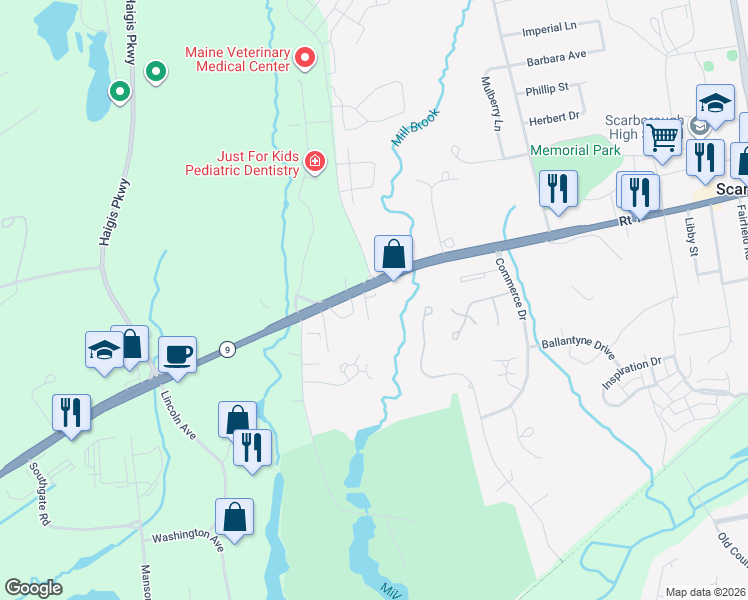 map of restaurants, bars, coffee shops, grocery stores, and more near 336 U.S. 1 in Scarborough