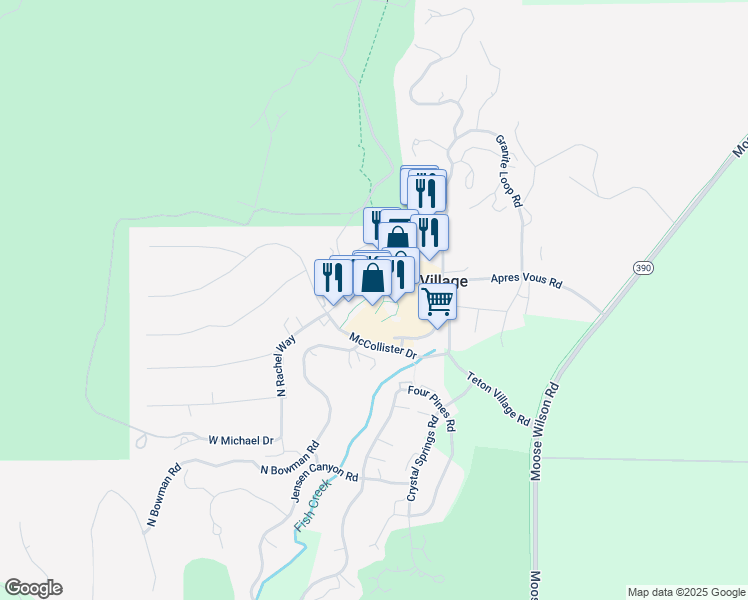 map of restaurants, bars, coffee shops, grocery stores, and more near 3269 Village Drive in Jackson