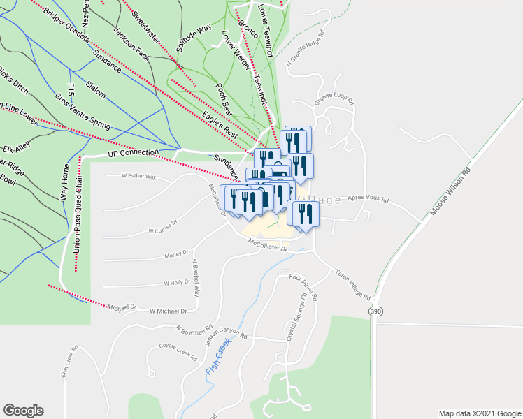 map of restaurants, bars, coffee shops, grocery stores, and more near 3269 Village Drive in Jackson