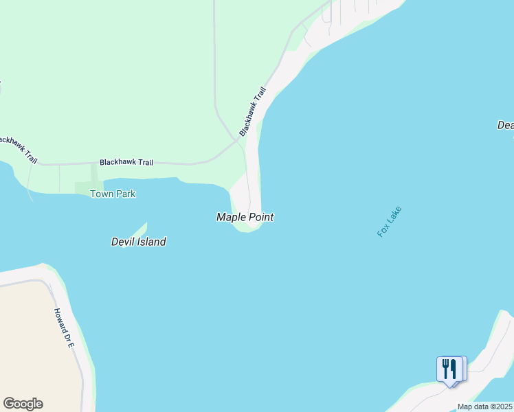 map of restaurants, bars, coffee shops, grocery stores, and more near N10820 Maple Point in Fox Lake