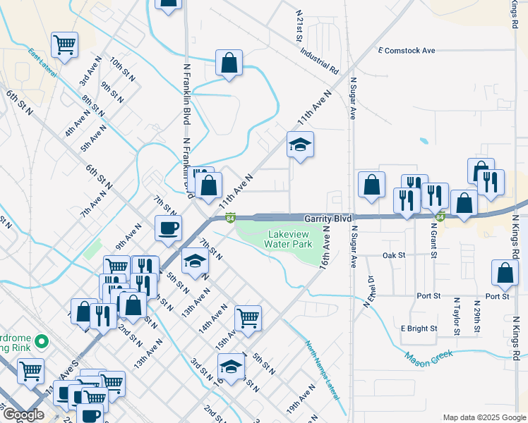 map of restaurants, bars, coffee shops, grocery stores, and more near 1220 Garrity Boulevard in Nampa