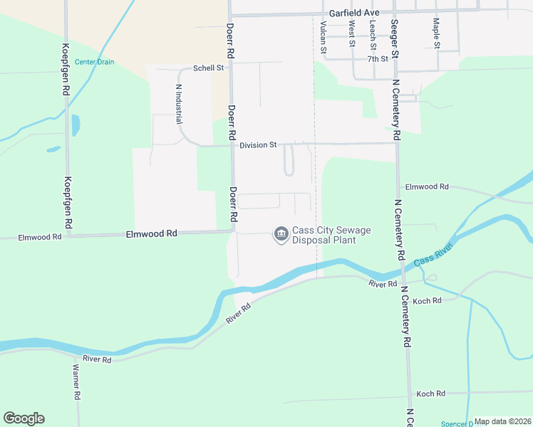 map of restaurants, bars, coffee shops, grocery stores, and more near 6228 Cedar Drive in Cass City