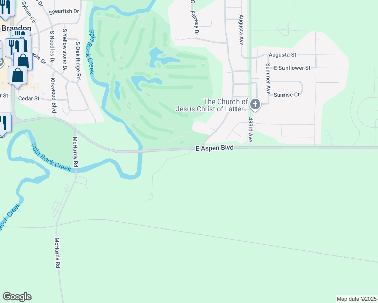 map of restaurants, bars, coffee shops, grocery stores, and more near 2101 East Aspen Boulevard in Brandon