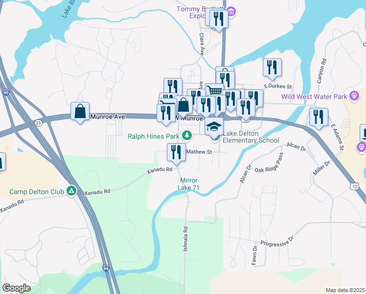 map of restaurants, bars, coffee shops, grocery stores, and more near 130 South Burritt Avenue in Wisconsin Dells