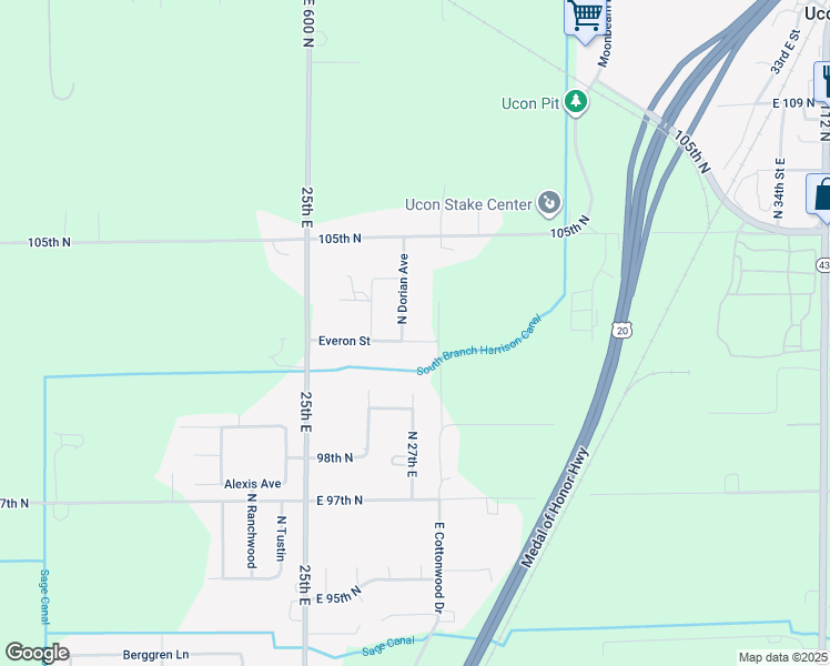 map of restaurants, bars, coffee shops, grocery stores, and more near 2720 East Everon Street in Idaho Falls