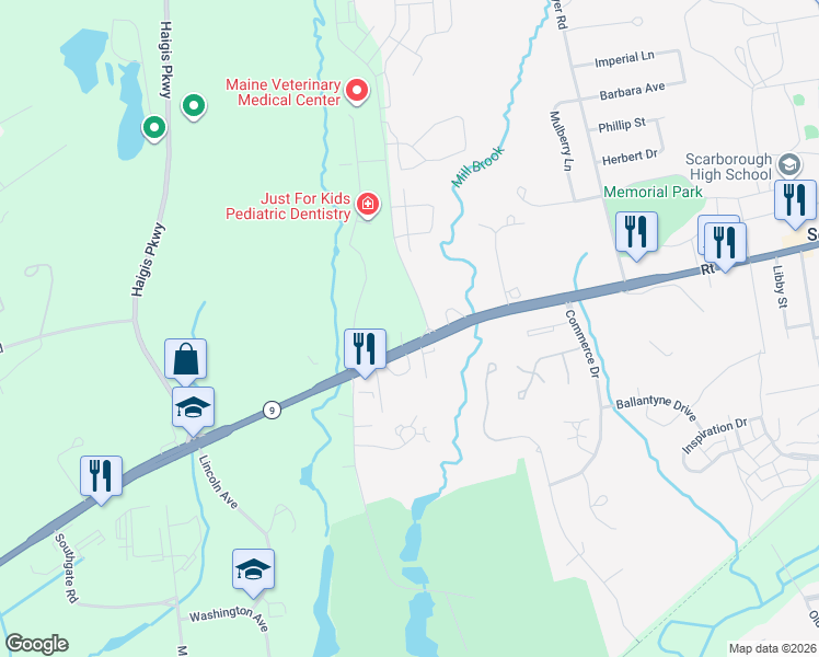 map of restaurants, bars, coffee shops, grocery stores, and more near 336 U.S. 1 in Scarborough