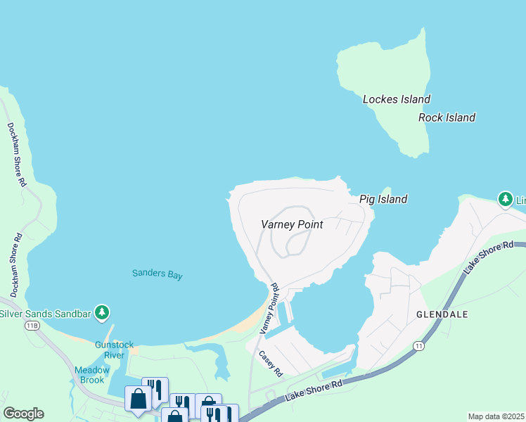 map of restaurants, bars, coffee shops, grocery stores, and more near 27 Heights Road in Gilford