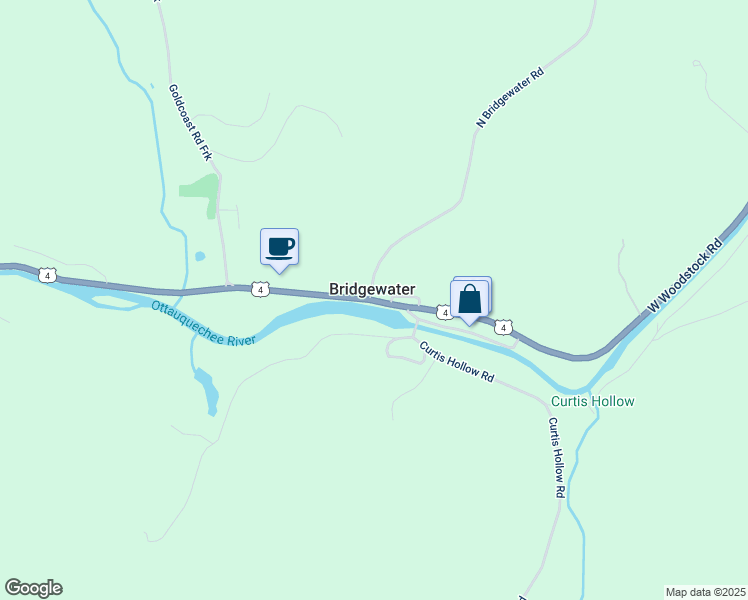 map of restaurants, bars, coffee shops, grocery stores, and more near U.S. 4 in Bridgewater