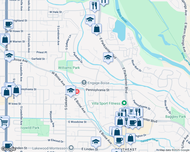 map of restaurants, bars, coffee shops, grocery stores, and more near 1984 Myers Street in Boise