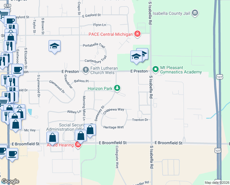 map of restaurants, bars, coffee shops, grocery stores, and more near 1037 Sweeney Street in Mount Pleasant