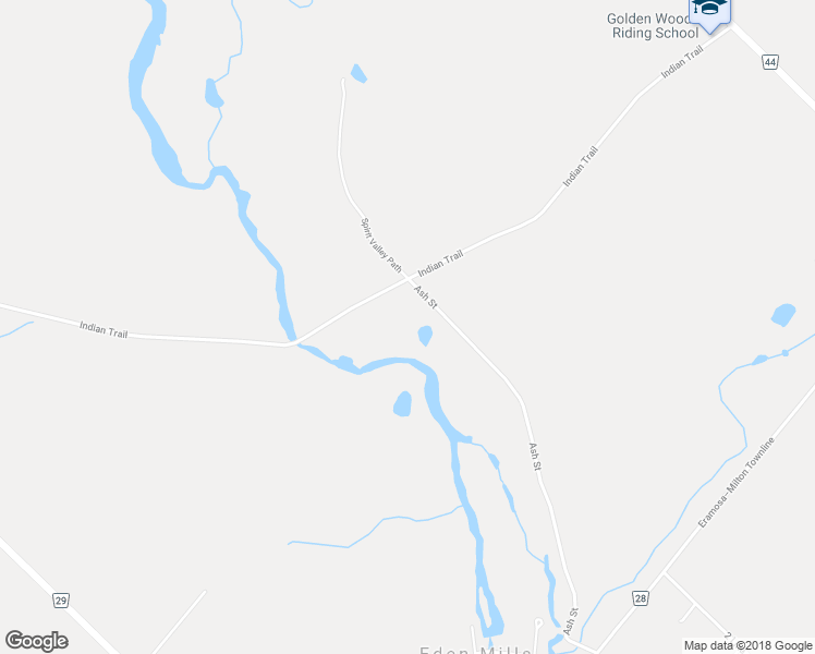 map of restaurants, bars, coffee shops, grocery stores, and more near 96 Ash Street in Eden Mills