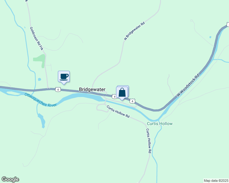map of restaurants, bars, coffee shops, grocery stores, and more near 7383 U.S. 4 in Bridgewater