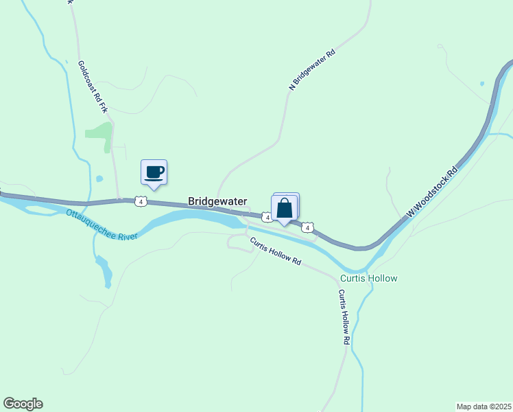 map of restaurants, bars, coffee shops, grocery stores, and more near 7383 U.S. 4 in Bridgewater