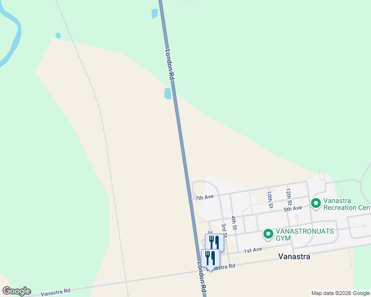 map of restaurants, bars, coffee shops, grocery stores, and more near 77292 London Road in Clinton